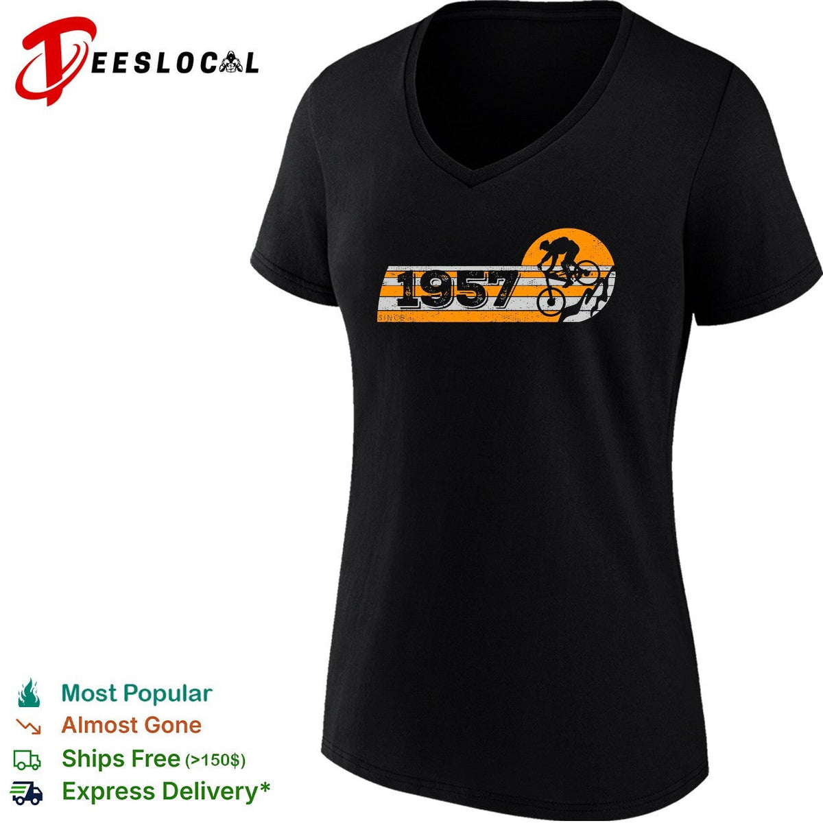 Since 1957 Mountain Biking Retro Sunset Sport Bicycle Cycling Enthusiast shirt Unisex