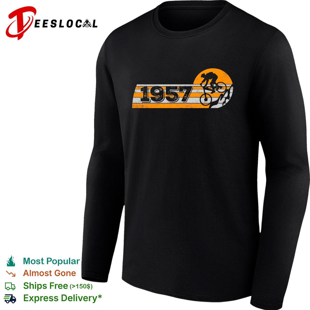 Since 1957 Mountain Biking Retro Sunset Sport Bicycle Cycling Enthusiast shirt Unisex
