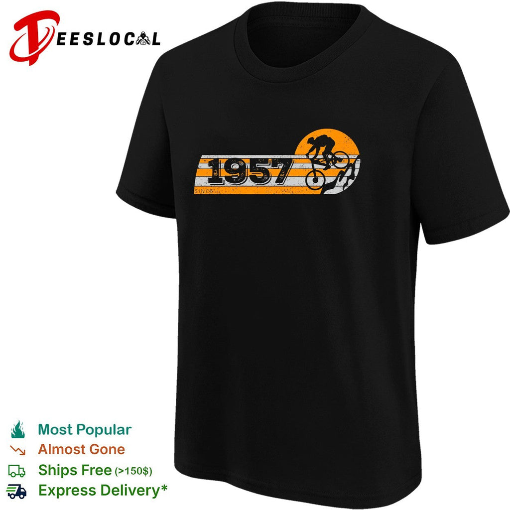 Since 1957 Mountain Biking Retro Sunset Sport Bicycle Cycling Enthusiast shirt Unisex