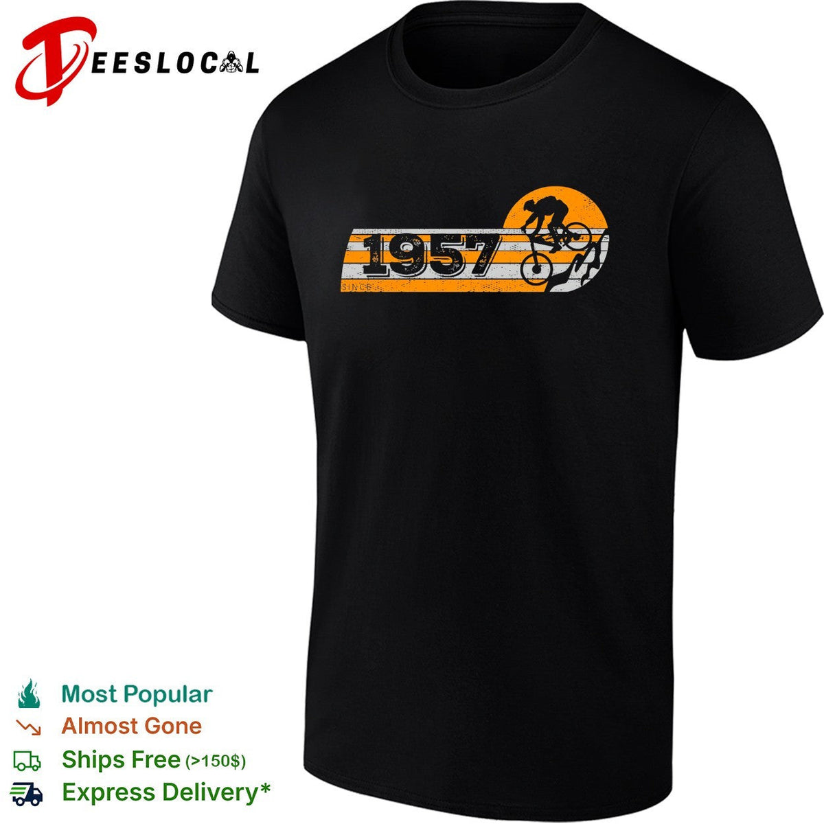 Since 1957 Mountain Biking Retro Sunset Sport Bicycle Cycling Enthusiast shirt Unisex