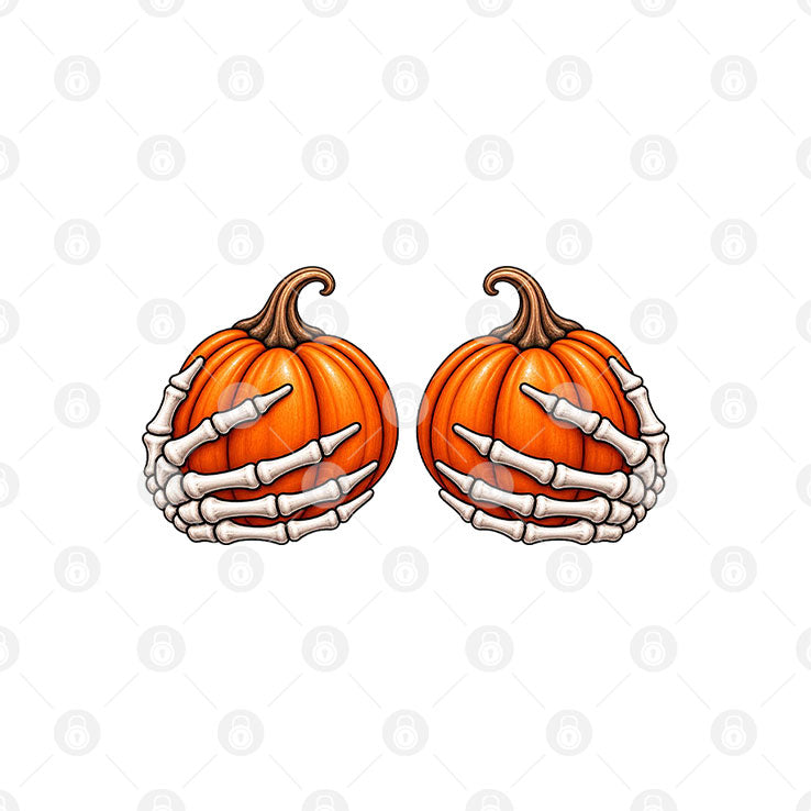 Skeleton Hands Pumpkin Boobs T Shirt