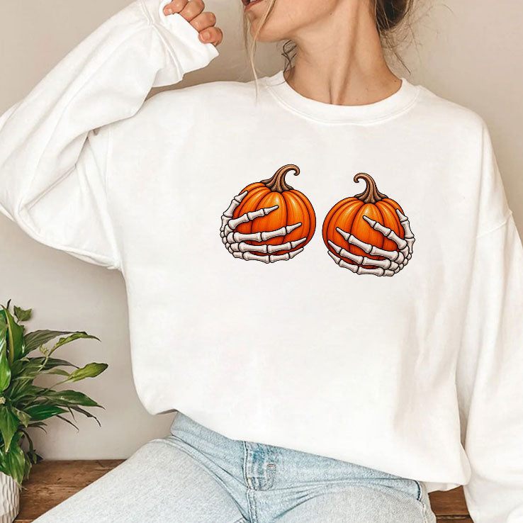 Skeleton Hands Pumpkin Boobs T Shirt
