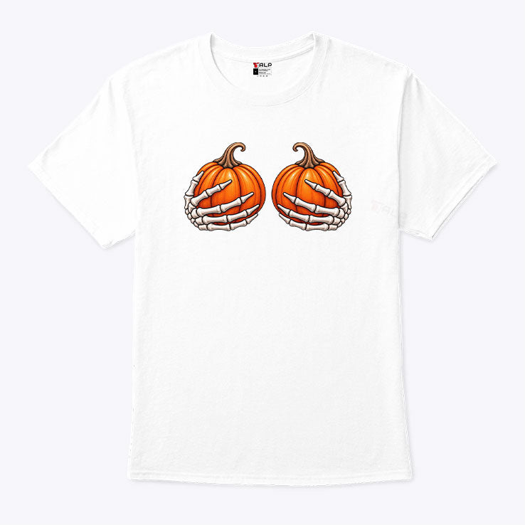 Skeleton Hands Pumpkin Boobs T Shirt