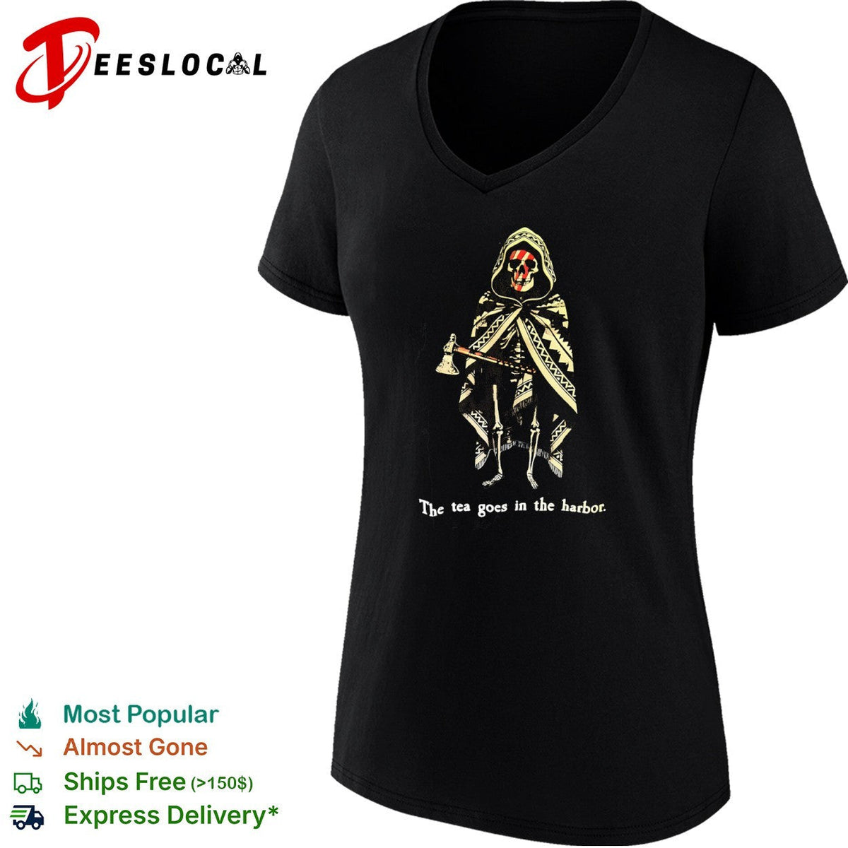 Skeleton The tea goes in the harbor shirt Unisex
