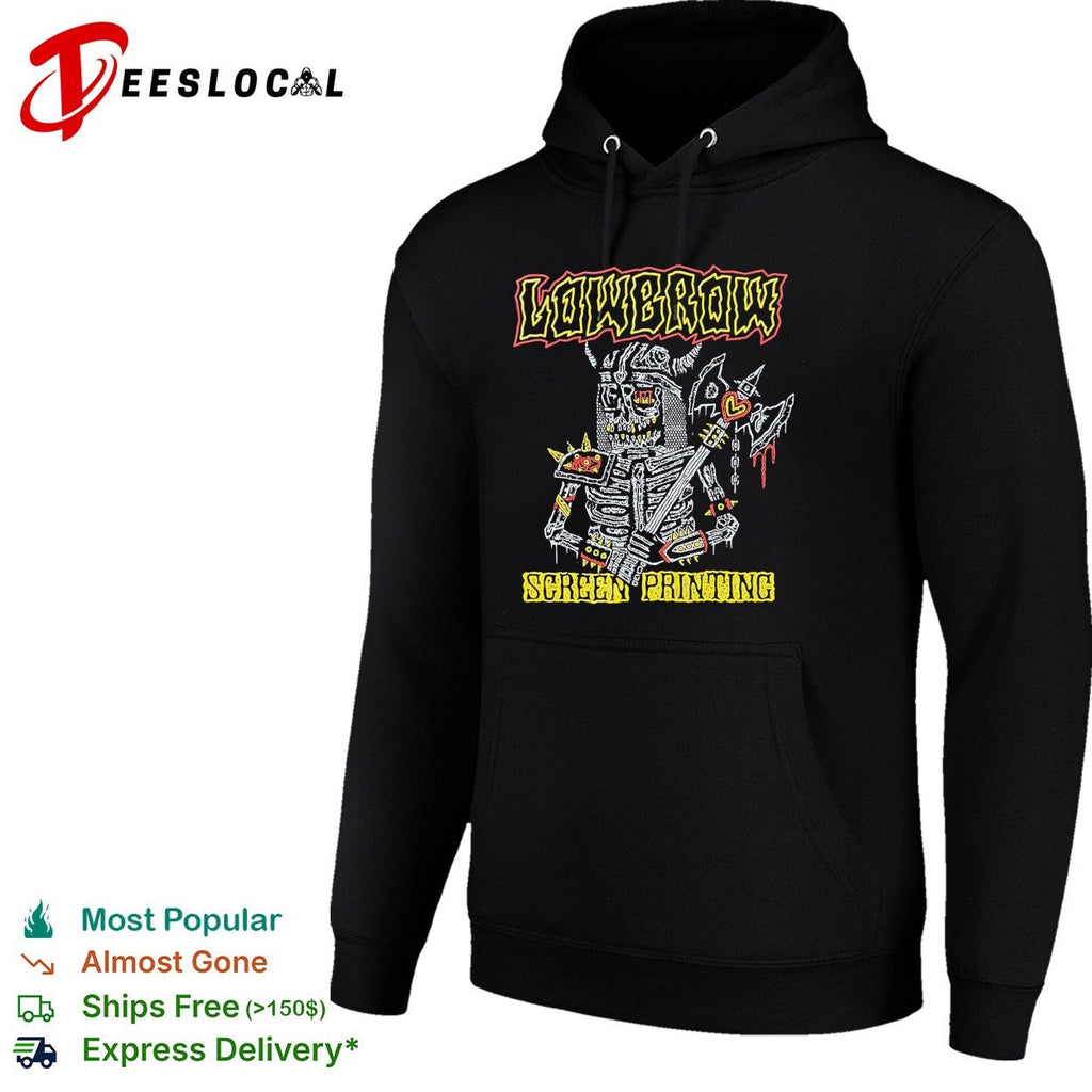 Skeleton holding axe lowbrow screen printing shirt Unisex