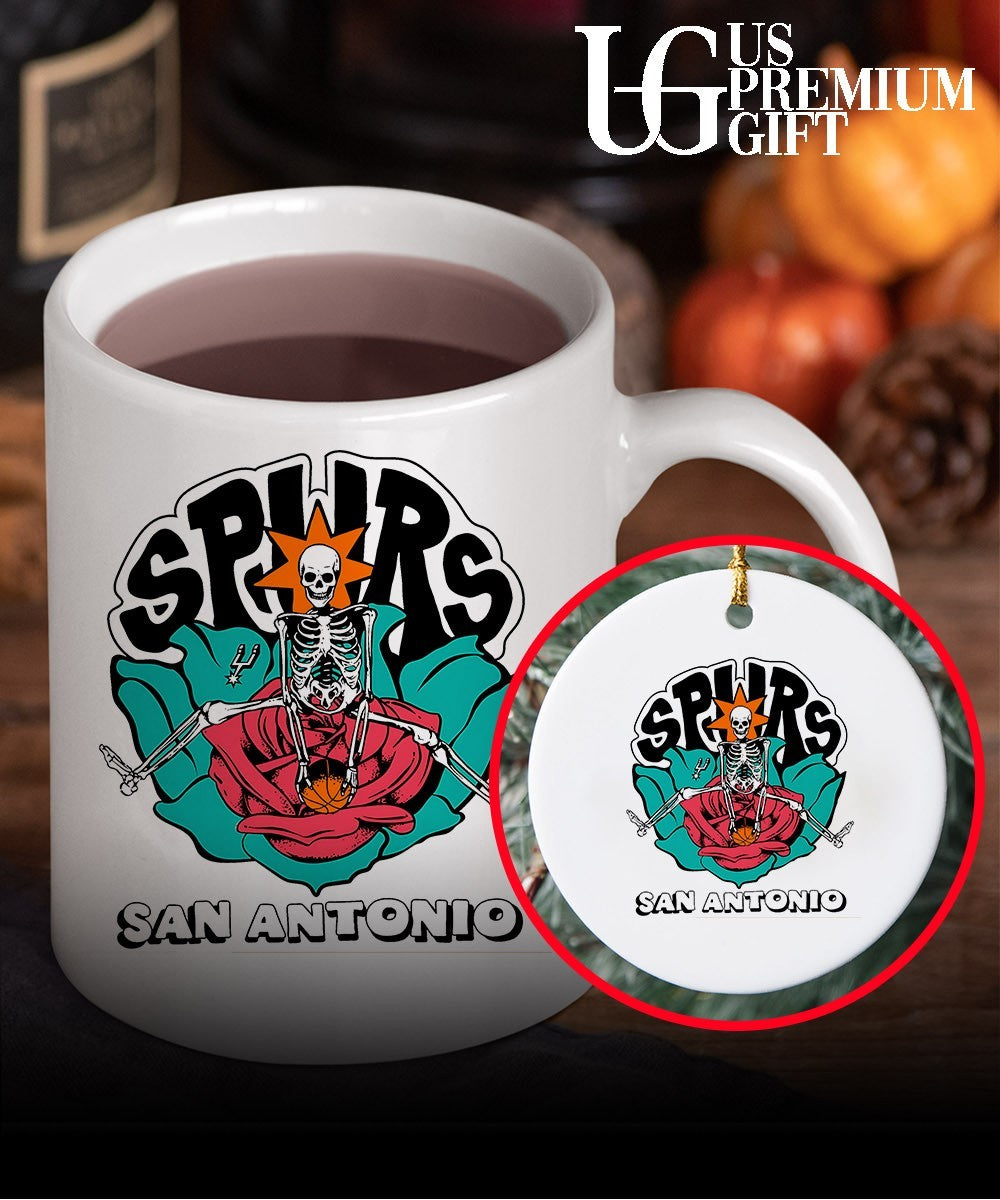 Skeleton sitting in rose San Antonio Spurs Basketball shirt Unisex