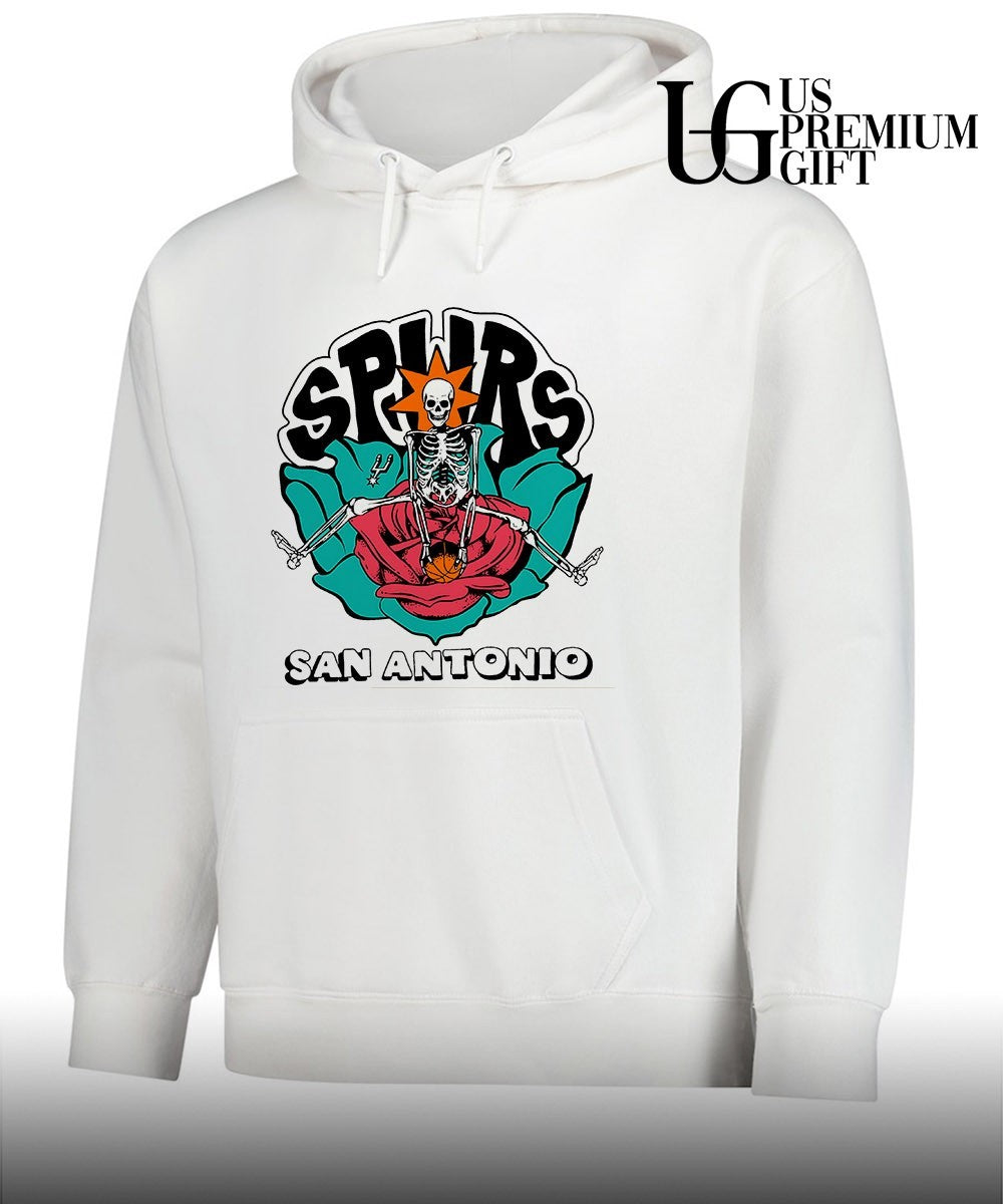 Skeleton sitting in rose San Antonio Spurs Basketball shirt Unisex