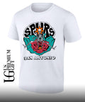 Skeleton sitting in rose San Antonio Spurs Basketball shirt Unisex