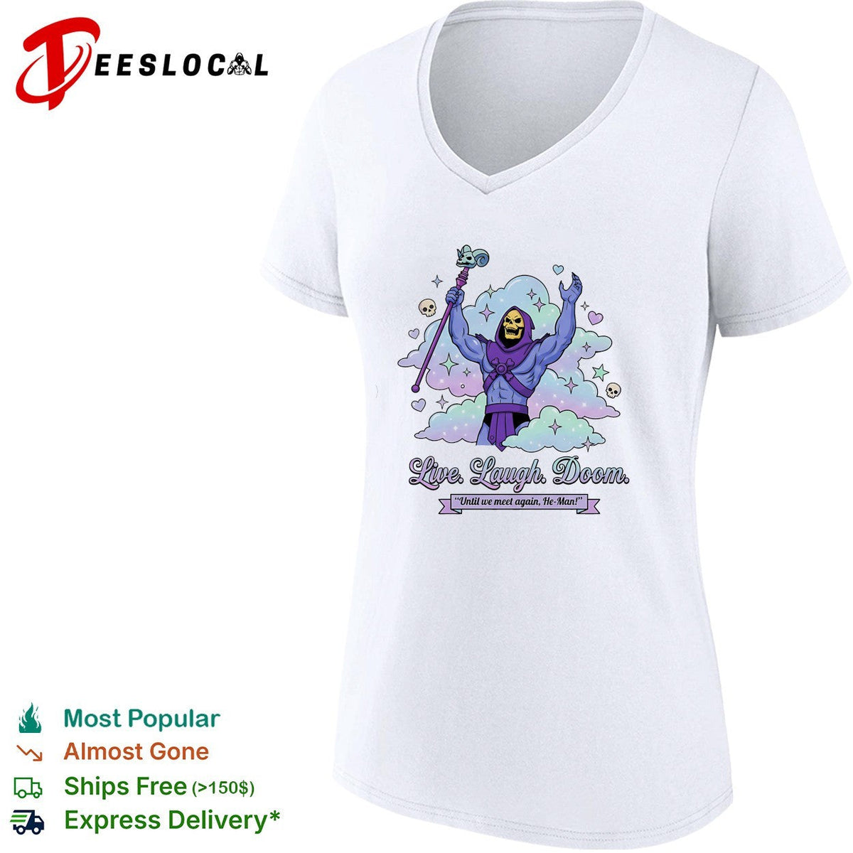 Skeletor raising staff live laugh doom He Man shirt Unisex