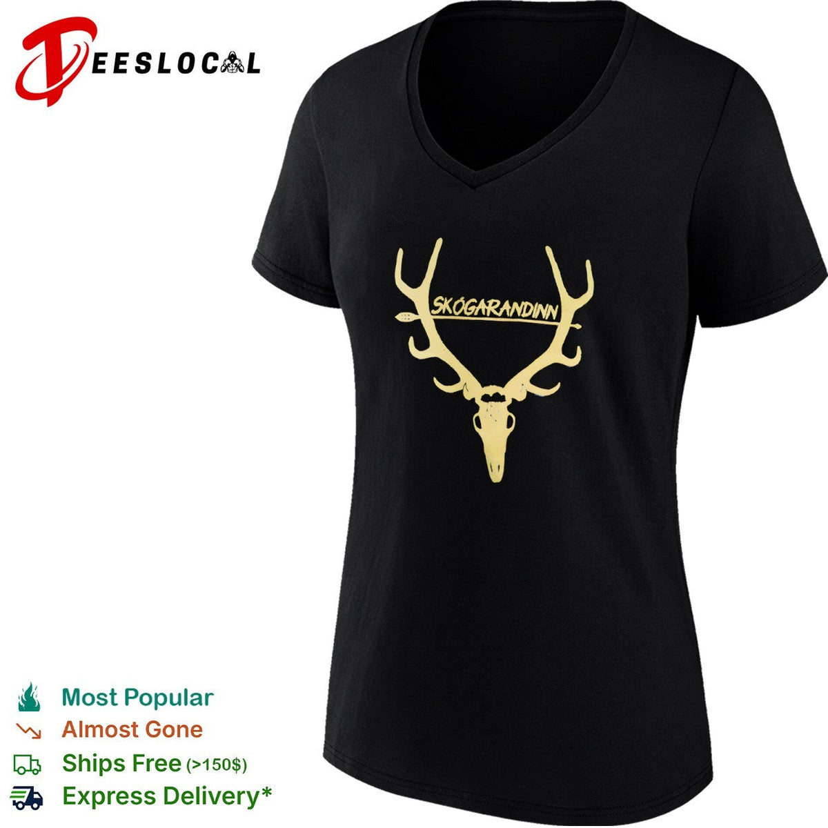 Skogarandinn Deer Antler Skull Mythology Folklore Minimalist Forest Spirit shirt Unisex