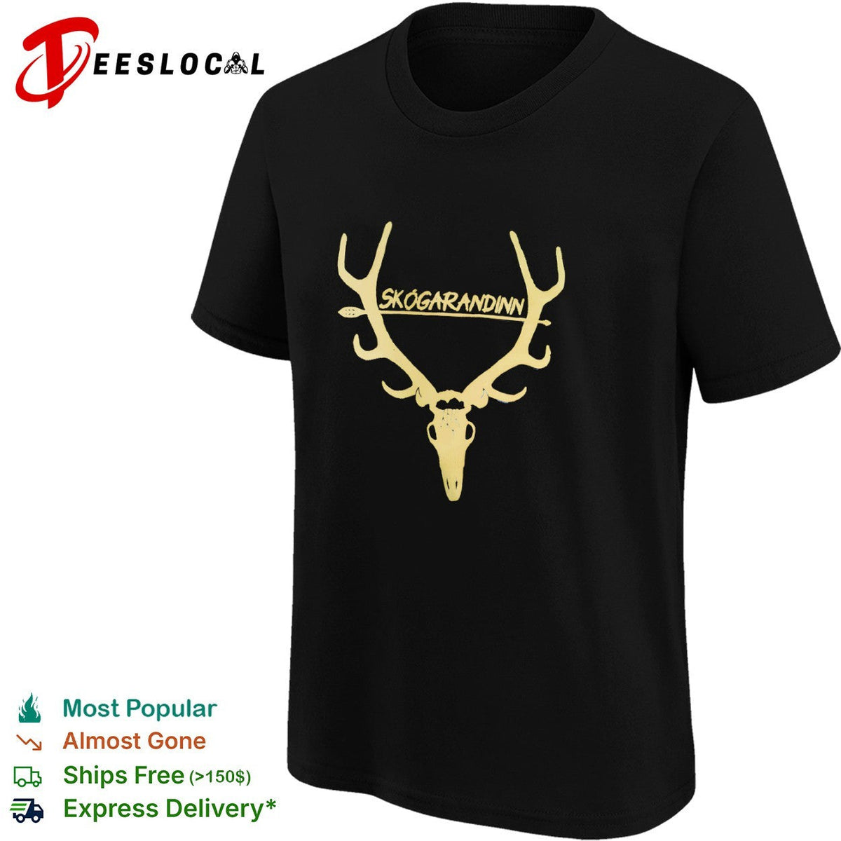 Skogarandinn Deer Antler Skull Mythology Folklore Minimalist Forest Spirit shirt Unisex