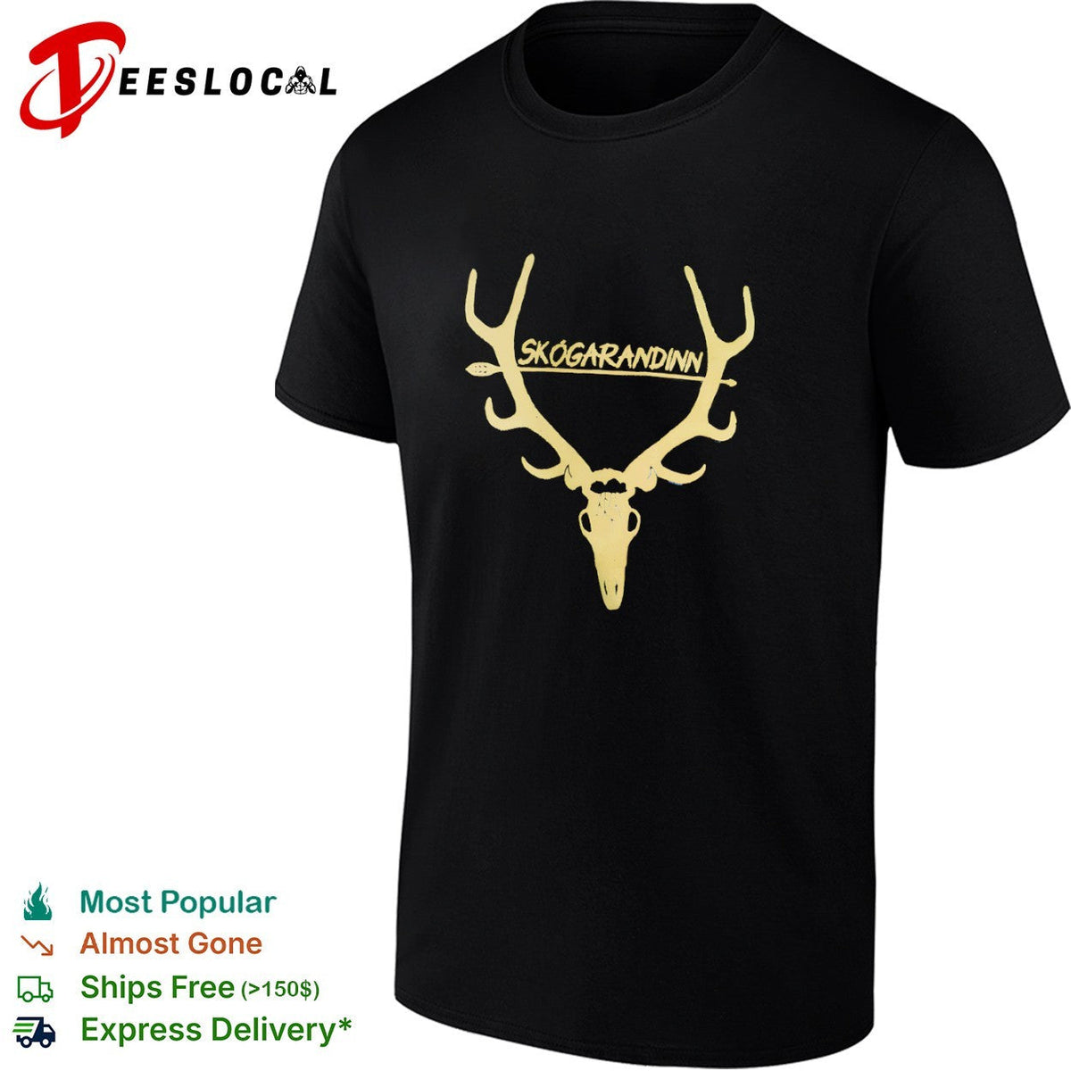 Skogarandinn Deer Antler Skull Mythology Folklore Minimalist Forest Spirit shirt Unisex
