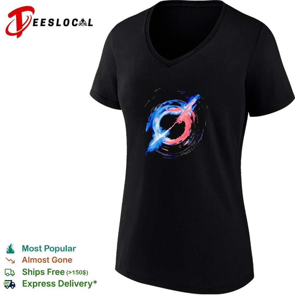Slayr swirling blue and red nebula abstract paint art logo graphic shirt Unisex