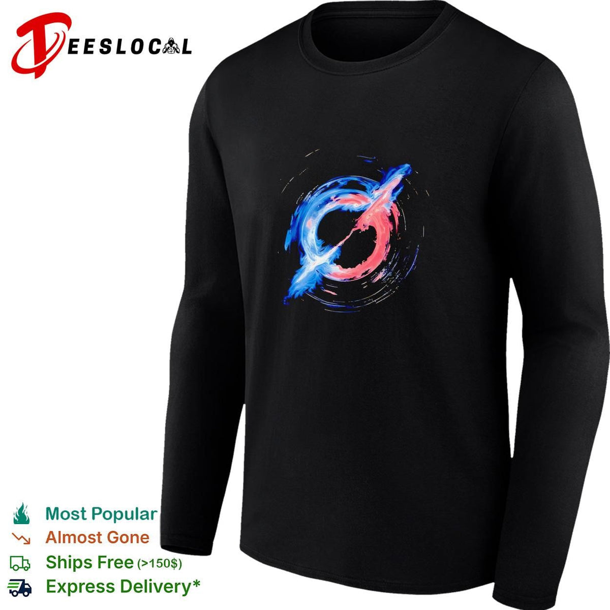 Slayr swirling blue and red nebula abstract paint art logo graphic shirt Unisex