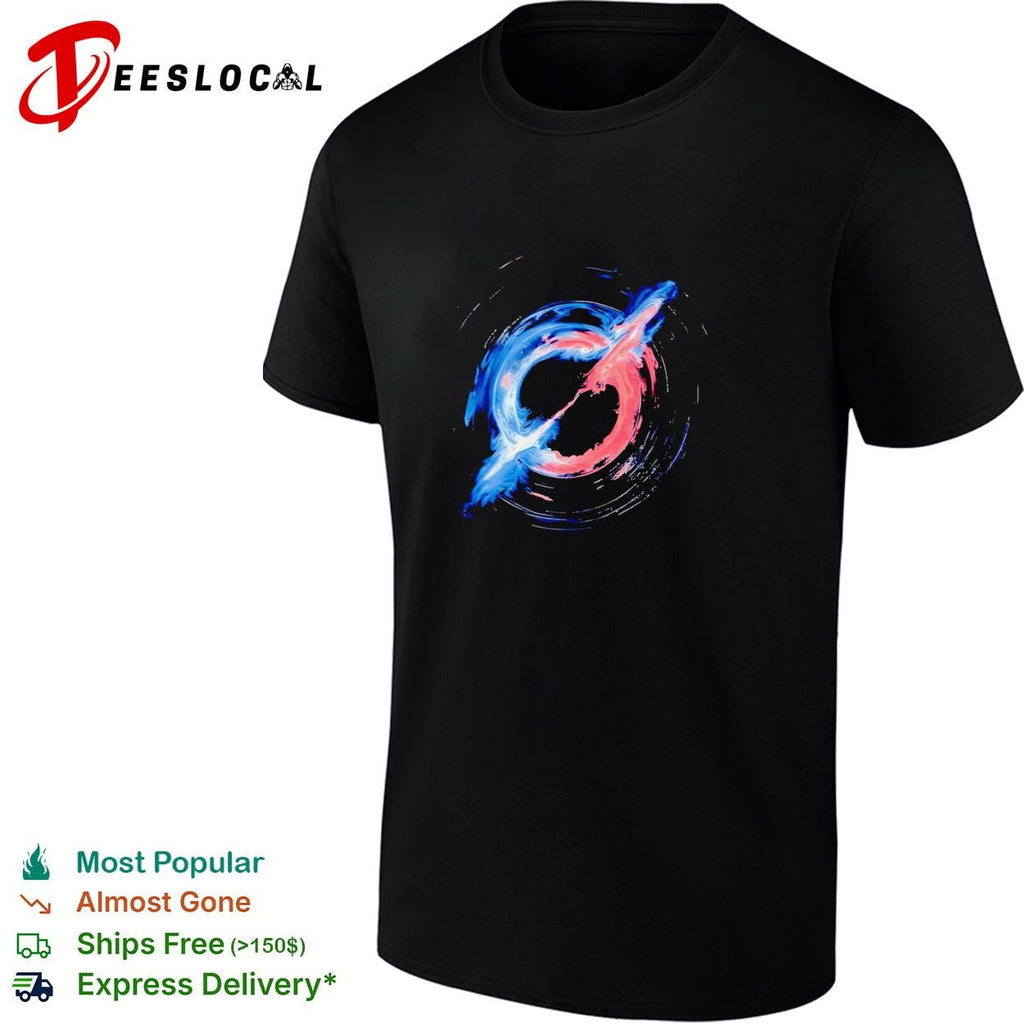Slayr swirling blue and red nebula abstract paint art logo graphic shirt Unisex