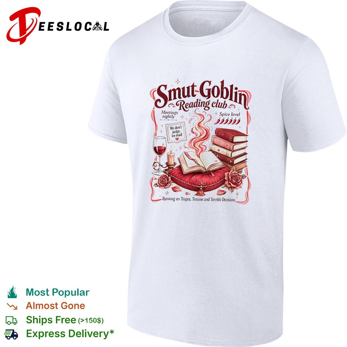 Smut Goblin reading club spice level meetings nightly shirt Unisex