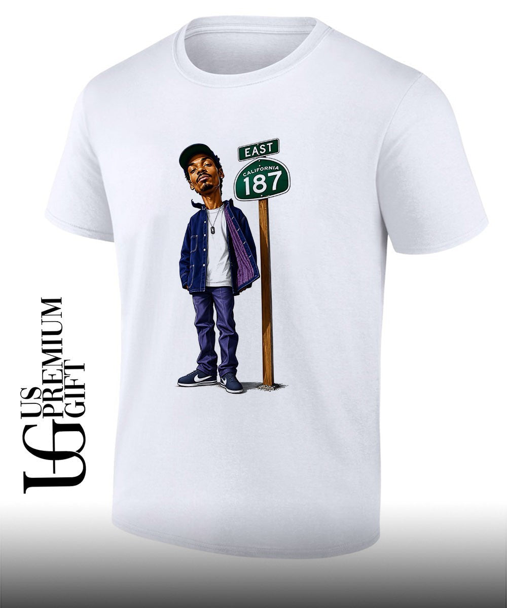 Snoop Dogg California 187 East Street Sign caricature shirt Unisex