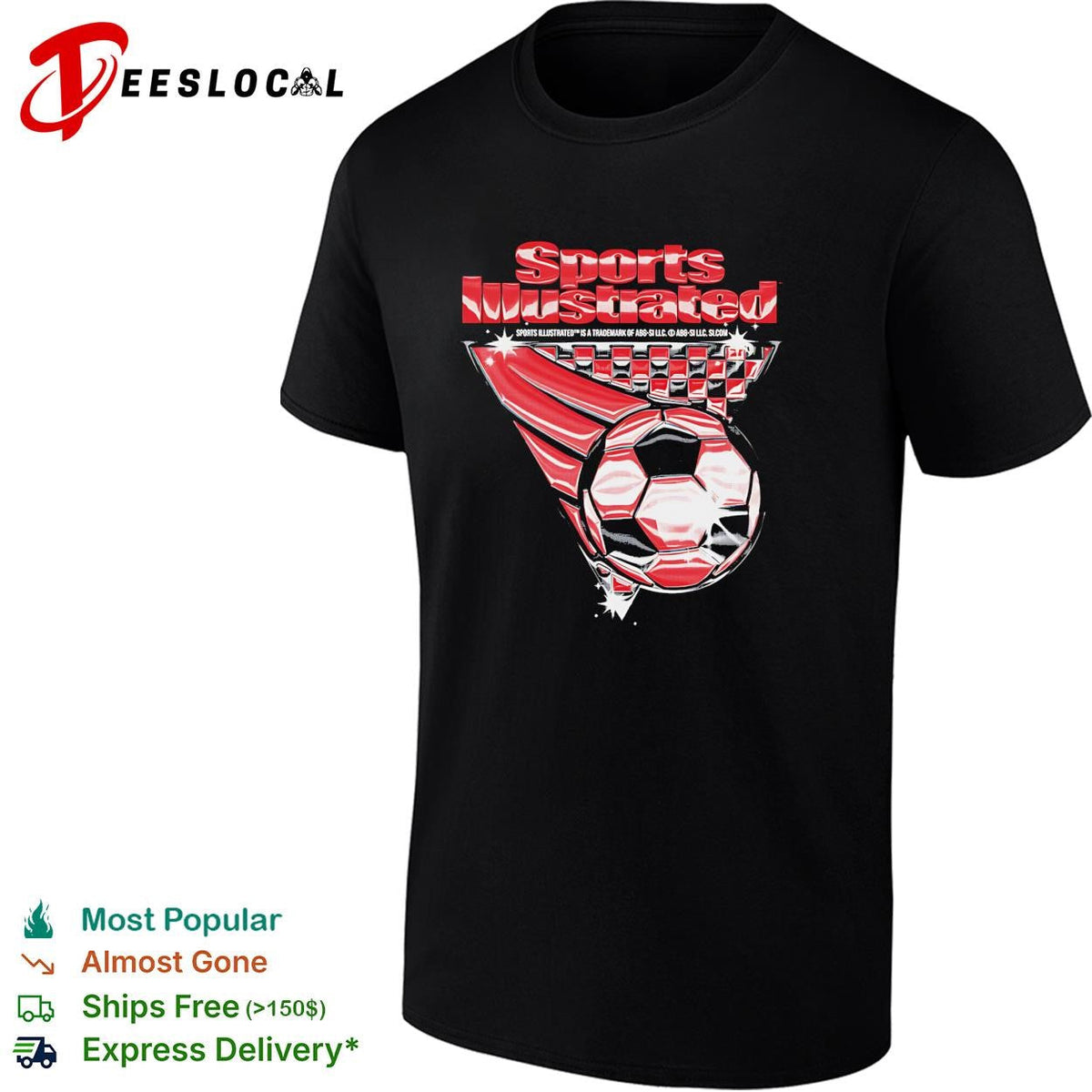 Soccer ball dynamic action sports magazine style graphic shirt Unisex