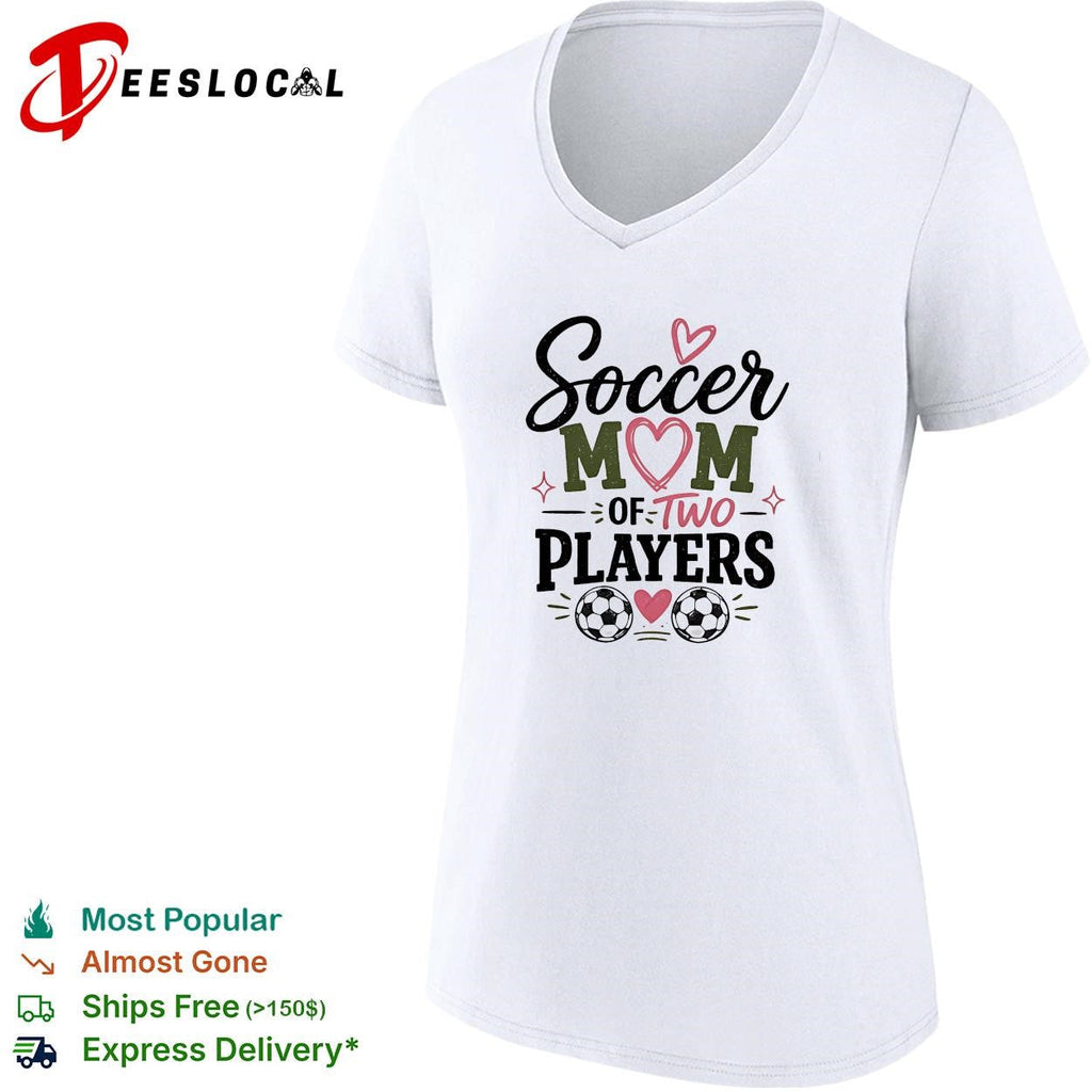 Soccer mom of two players cute heart graphic shirt Unisex