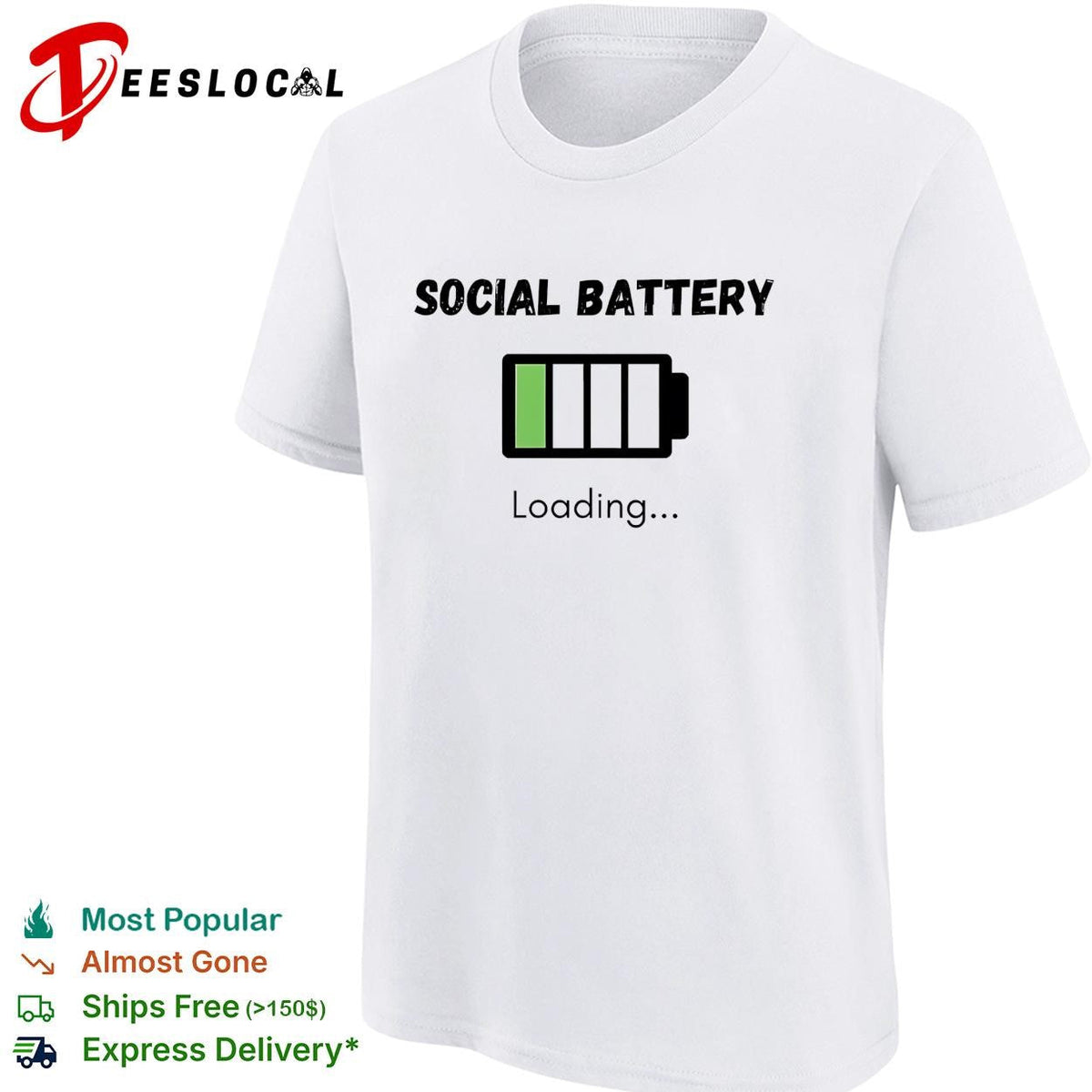 Social battery loading low introvert empty recharging funny shirt Unisex