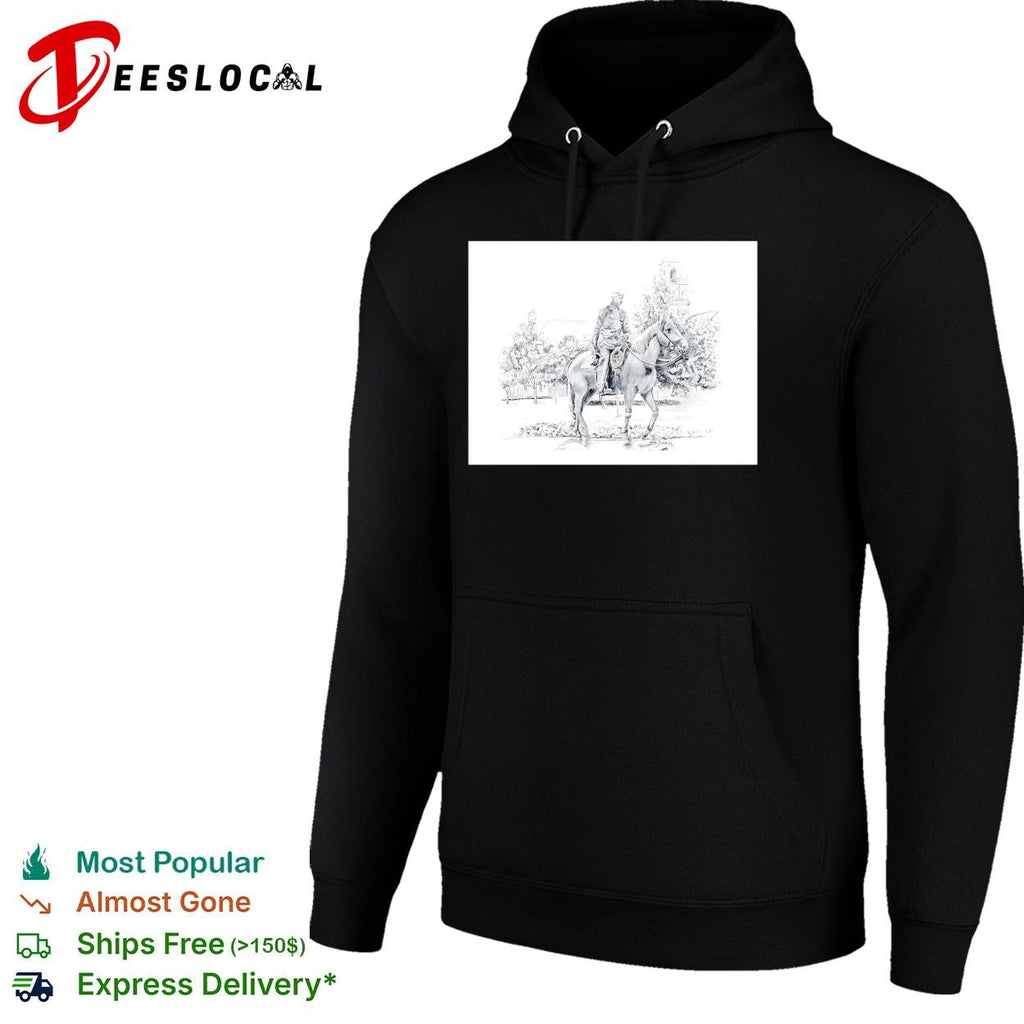 Soldier on horseback pencil sketch portrait poster shirt Unisex