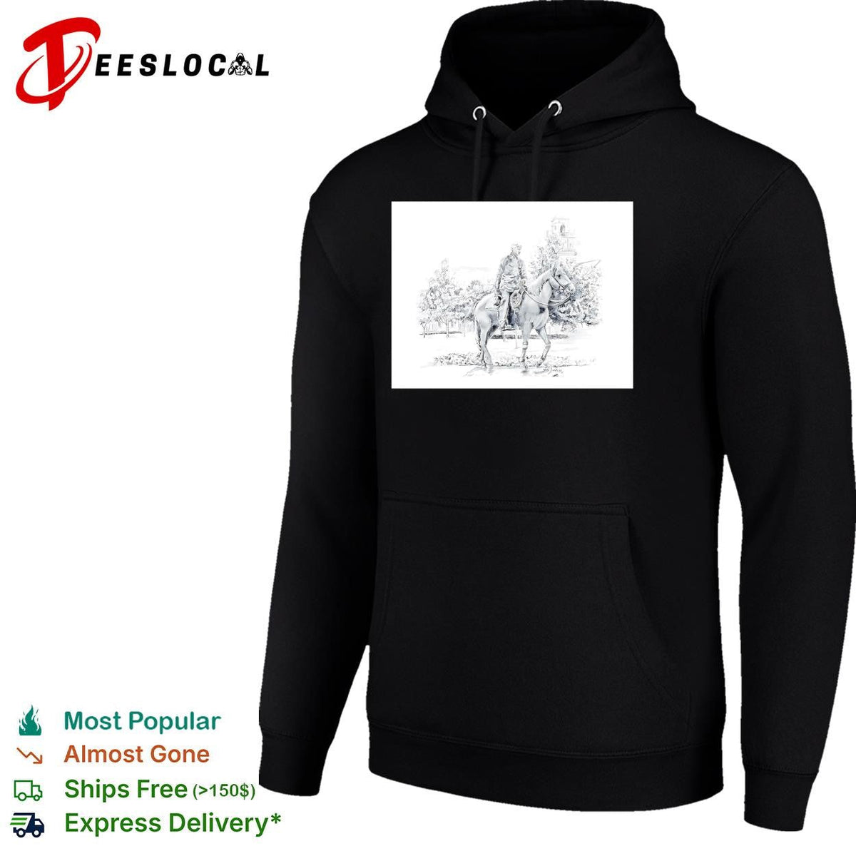 Soldier on horseback pencil sketch portrait poster shirt Unisex