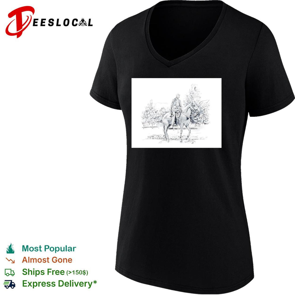 Soldier on horseback pencil sketch portrait poster shirt Unisex