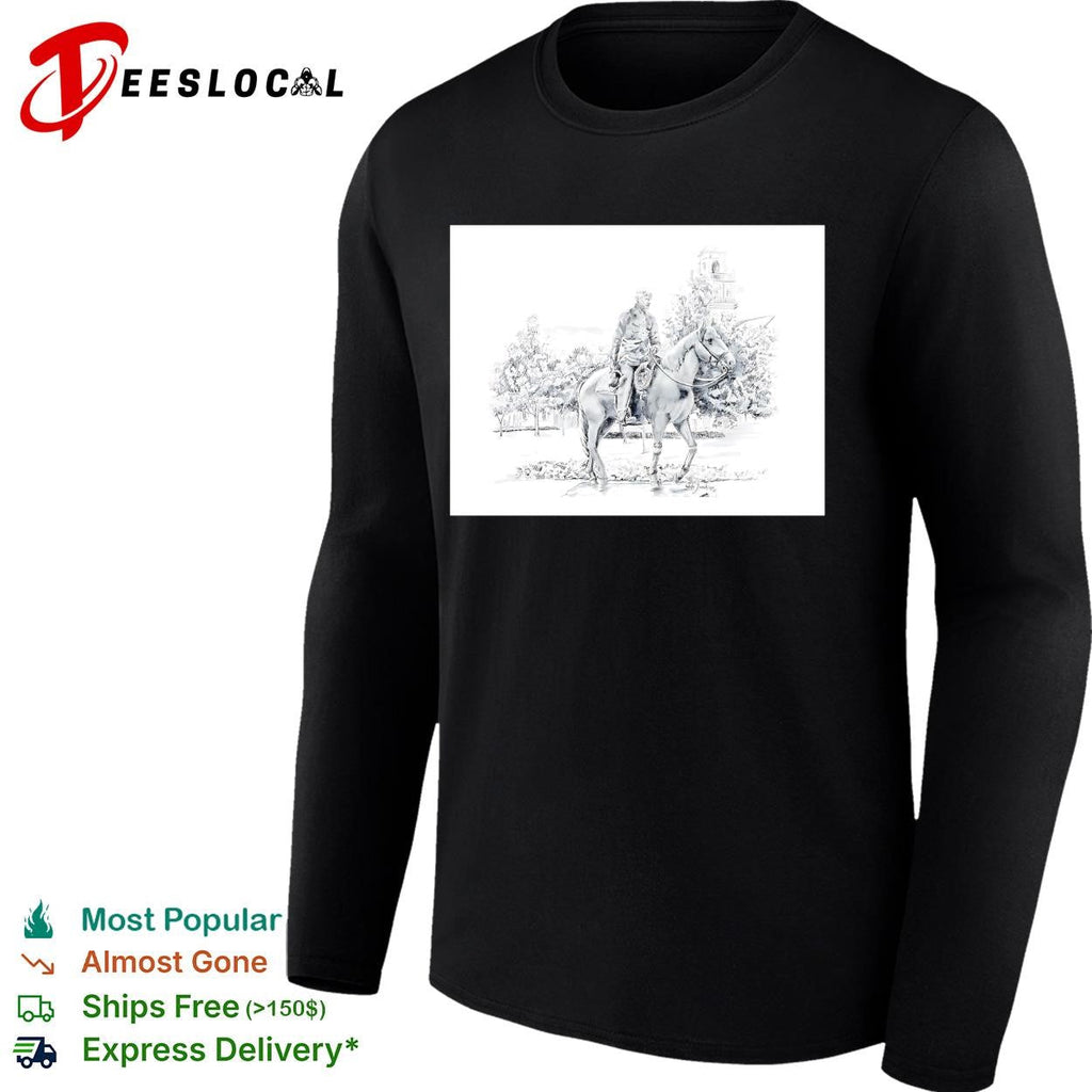 Soldier on horseback pencil sketch portrait poster shirt Unisex