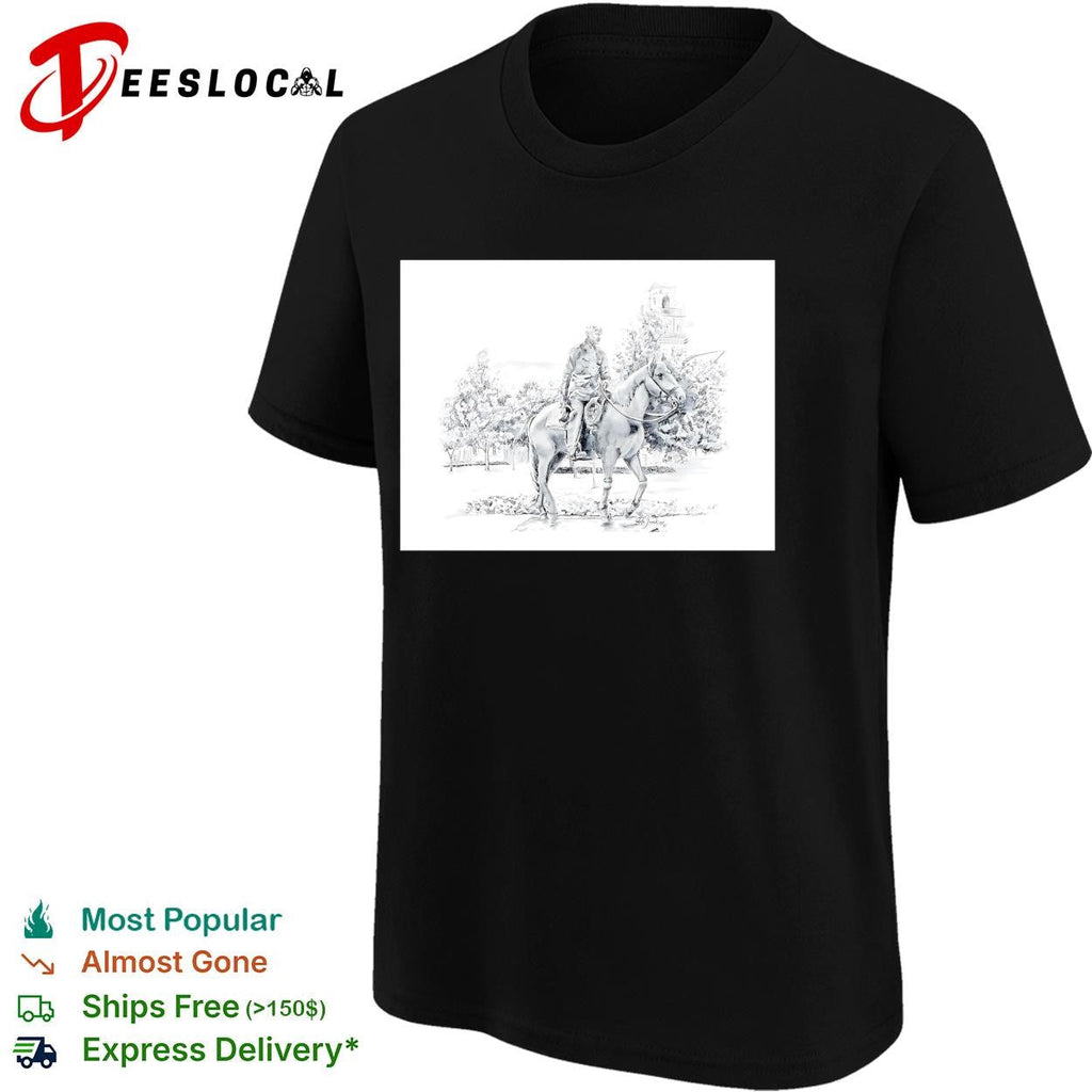 Soldier on horseback pencil sketch portrait poster shirt Unisex