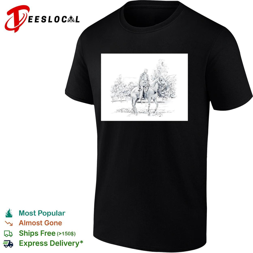 Soldier on horseback pencil sketch portrait poster shirt Unisex