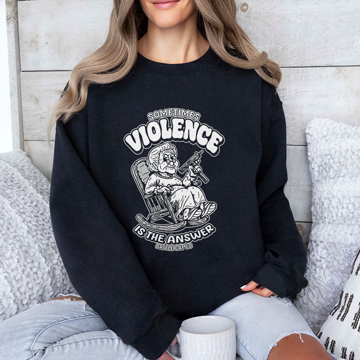 Sometimes Violence Is The Answer Funny Grandma With Gun T Shirt Unisex