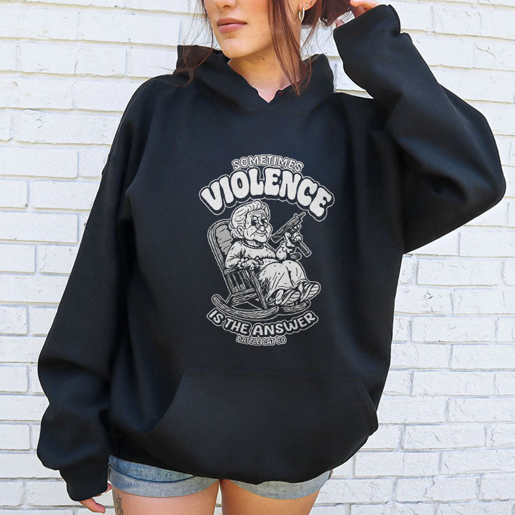 Sometimes Violence Is The Answer Funny Grandma With Gun T Shirt Unisex