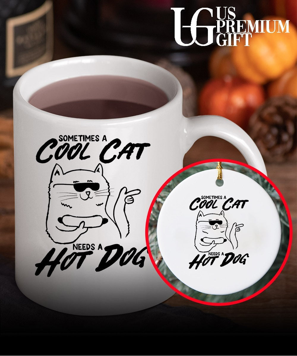 Sometimes a cool cat a needs a hot dog shirt Unisex