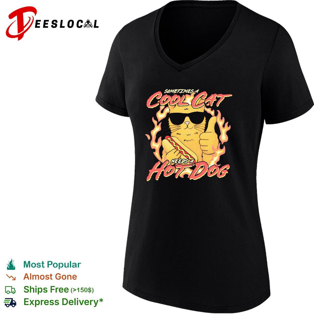 Sometimes a cool cat needs a hot dog flames sunglasses dark shirt Unisex