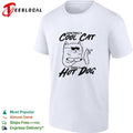 Sometimes a cool cat needs a hot dog sunglasses food humor white shirt Unisex