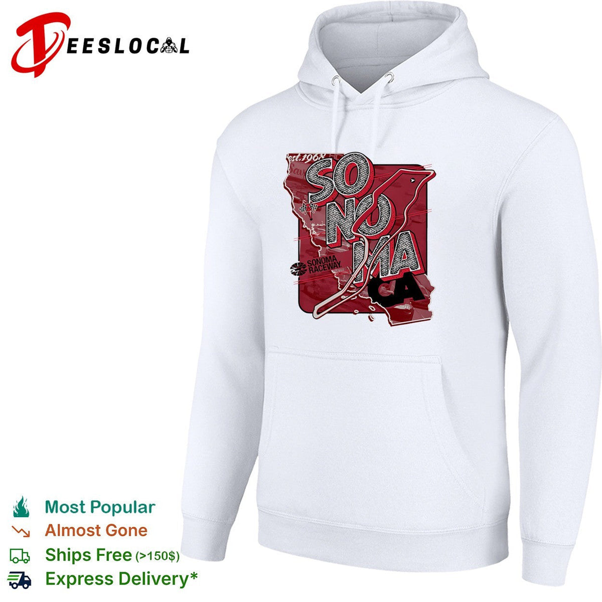 Sonoma Raceway California state map race track layout bold art shirt Unisex