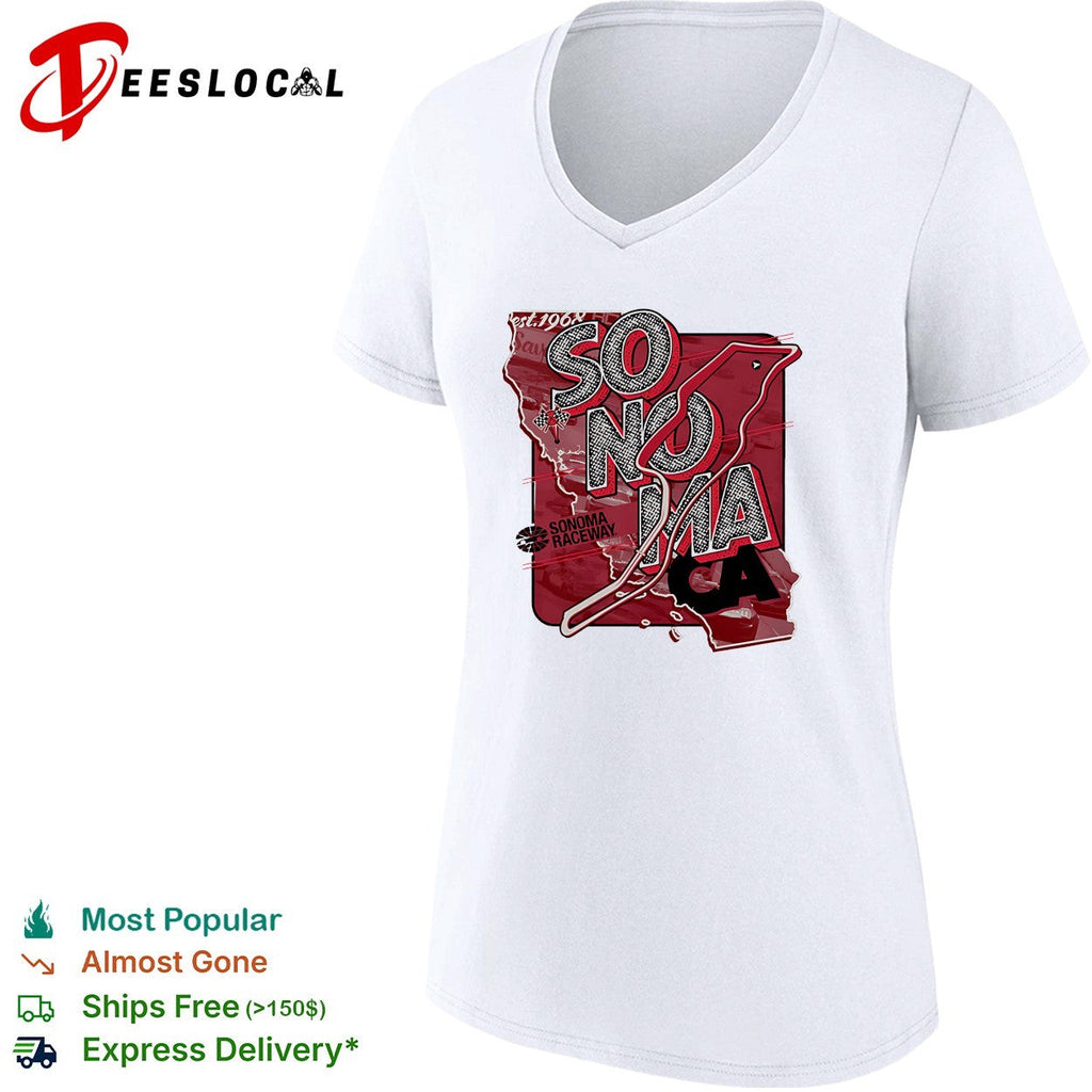 Sonoma Raceway California state map race track layout bold art shirt Unisex