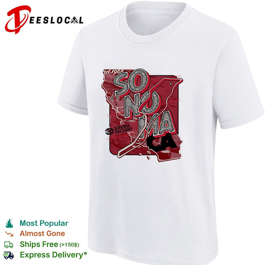 Sonoma Raceway California state map race track layout bold art shirt Unisex