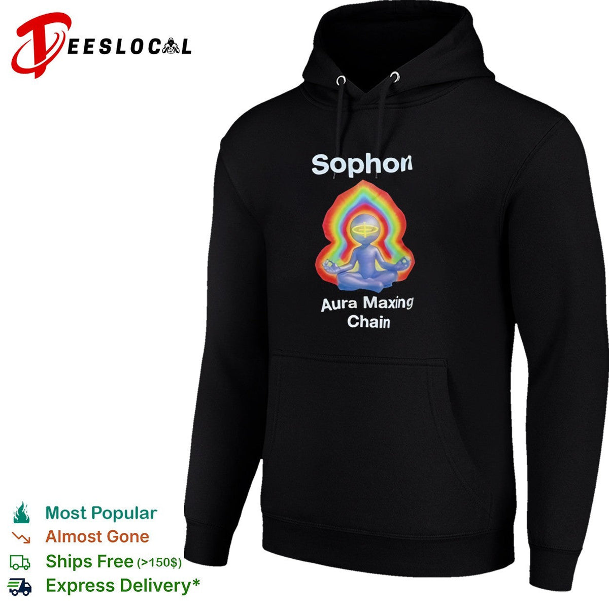 Sophon Aura Maxing Chain Meditating Figure Psychedelic Energy Rainbow Glow shirt Unisex