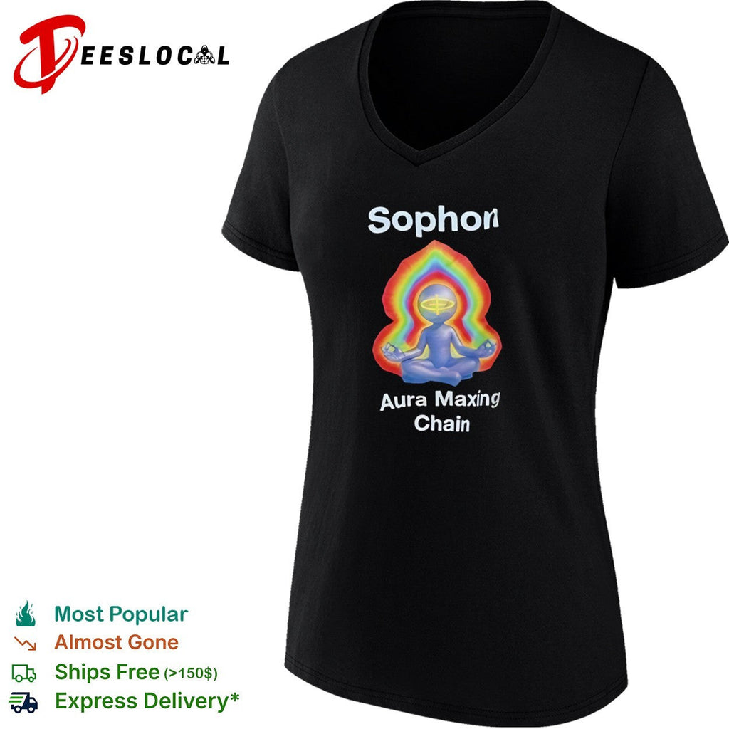 Sophon Aura Maxing Chain Meditating Figure Psychedelic Energy Rainbow Glow shirt Unisex