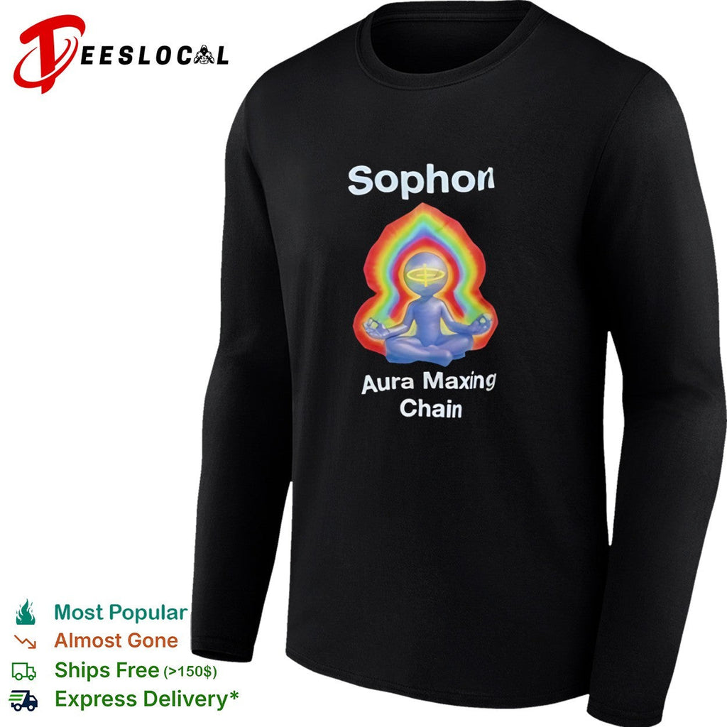 Sophon Aura Maxing Chain Meditating Figure Psychedelic Energy Rainbow Glow shirt Unisex