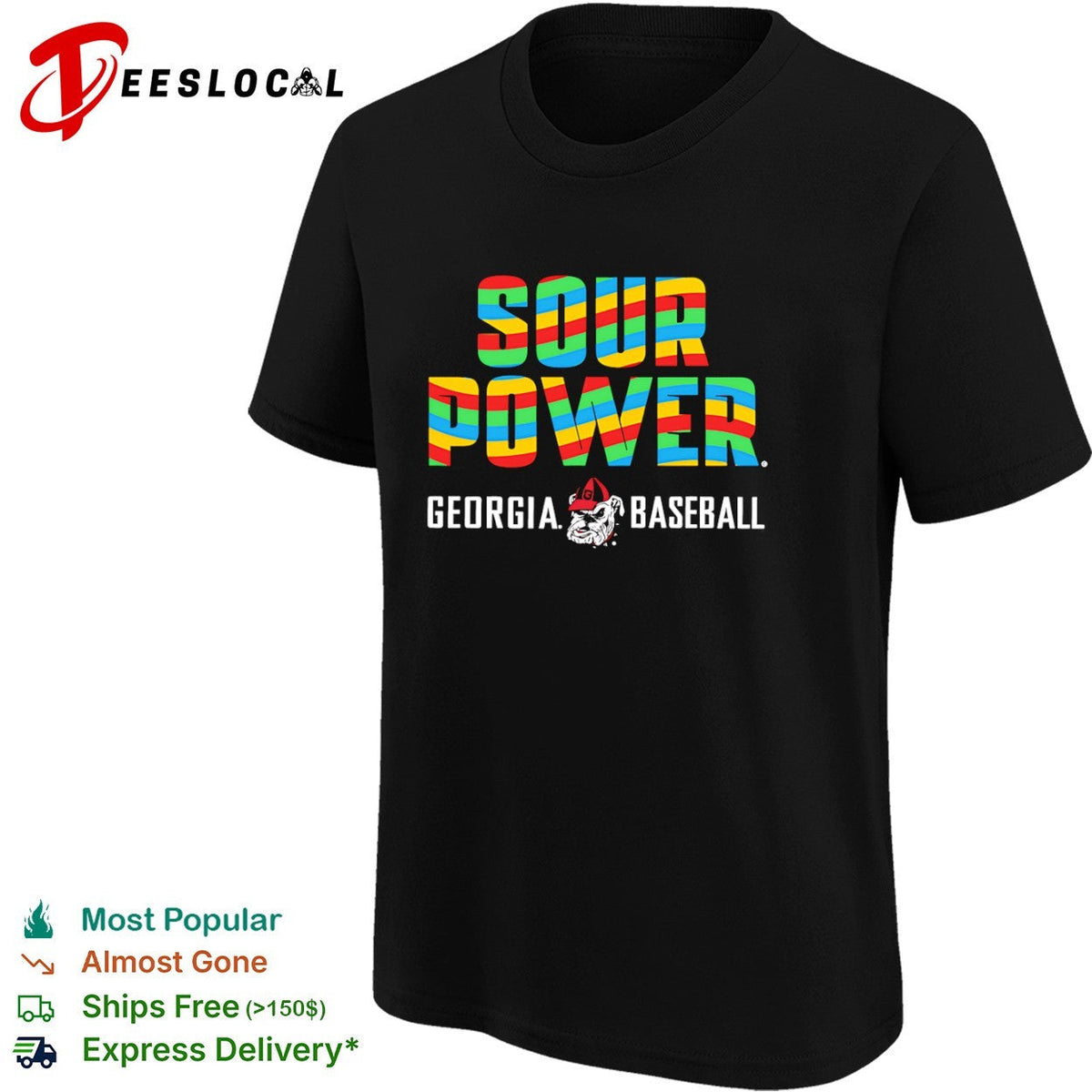 Sour Power Georgia Baseball Bulldog Mascot Sport Candy Theme Logo shirt Unisex