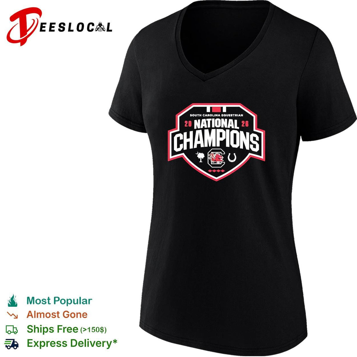 South Carolina equestrian national champions 2026 shield crest badge graphic shirt Unisex