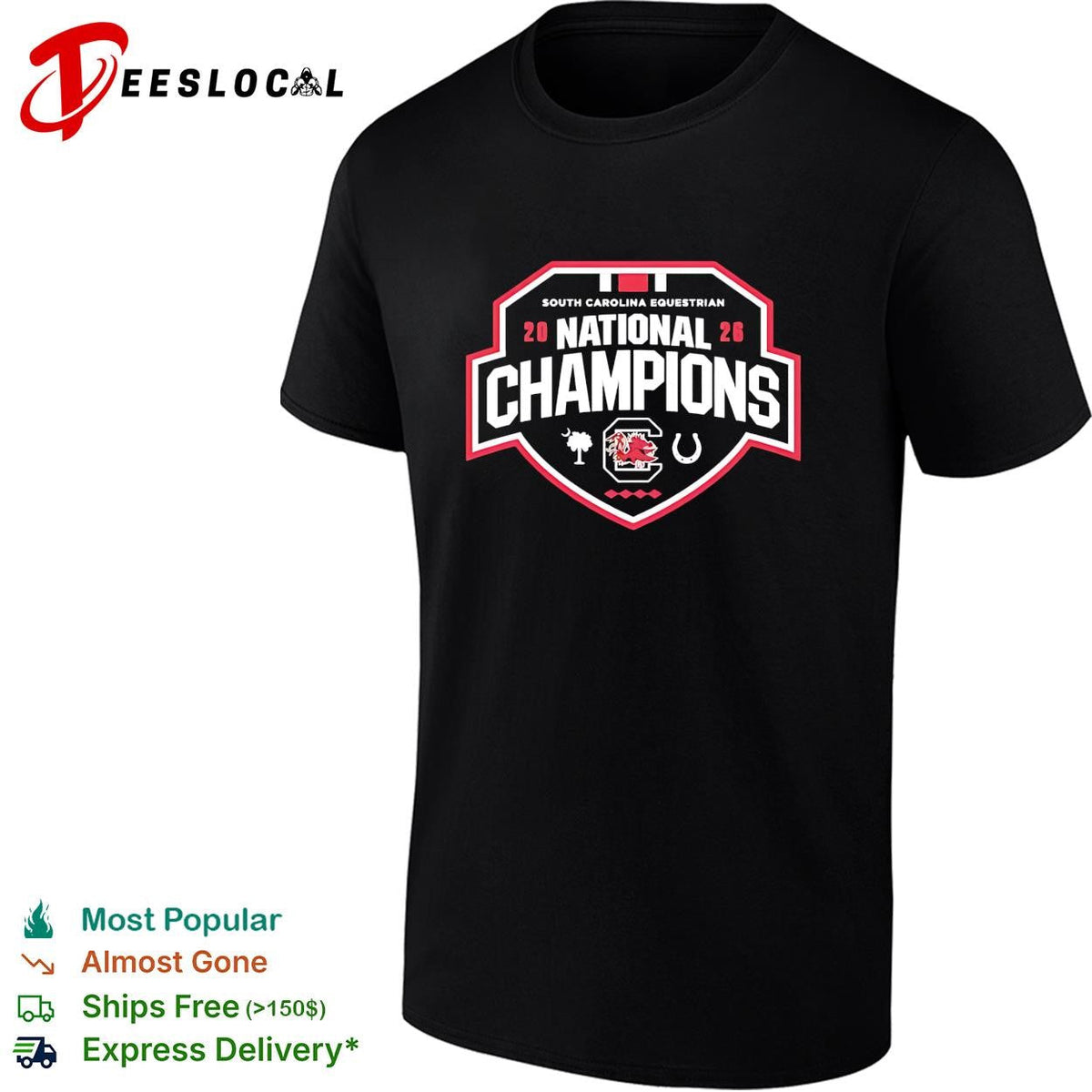 South Carolina equestrian national champions 2026 shield crest badge graphic shirt Unisex