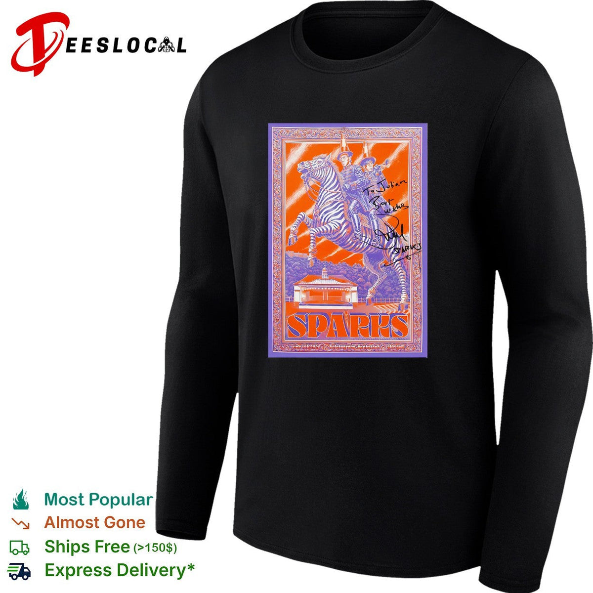 Sparks zebra rider vintage tour poster shirt Unisex