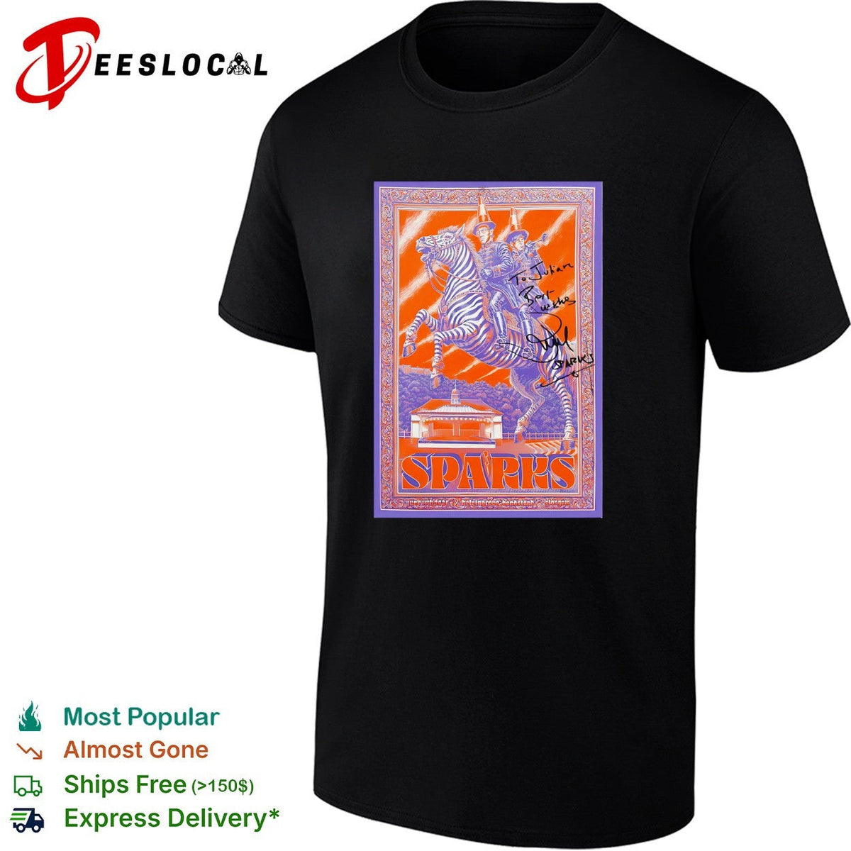 Sparks zebra rider vintage tour poster shirt Unisex