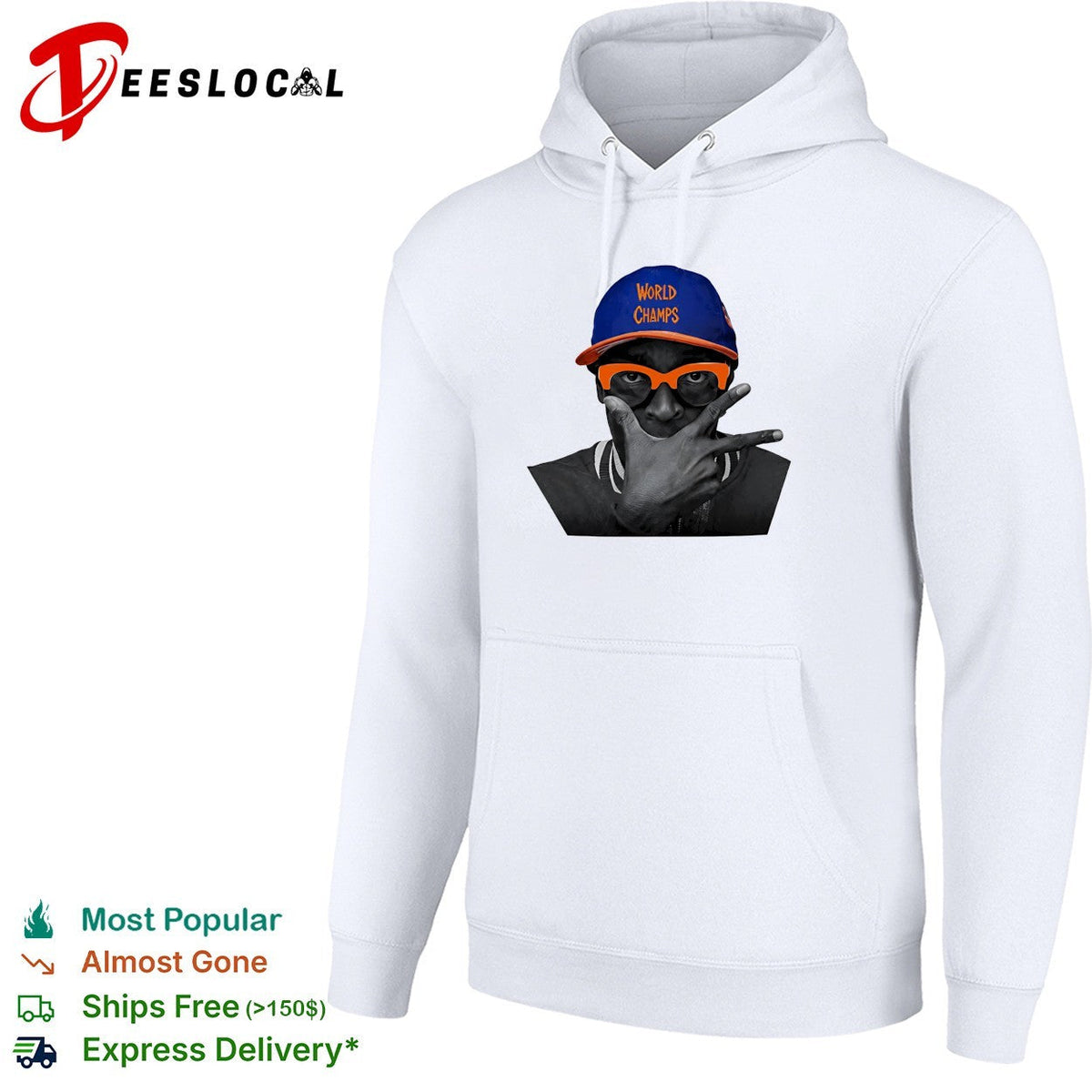 Spike Lee World Champs cap peace sign Knicks fan icon photo portrait shirt Unisex