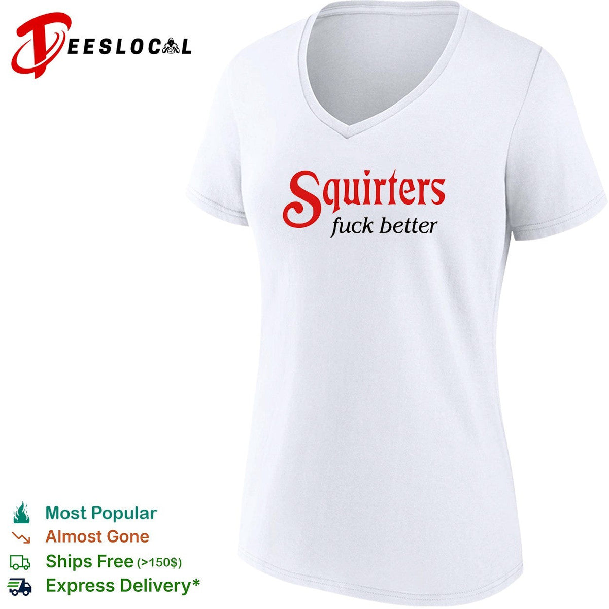 Squirters fuck better red and black lettering mustard background graphic shirt Unisex