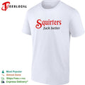 Squirters fuck better red and black lettering mustard background graphic shirt Unisex