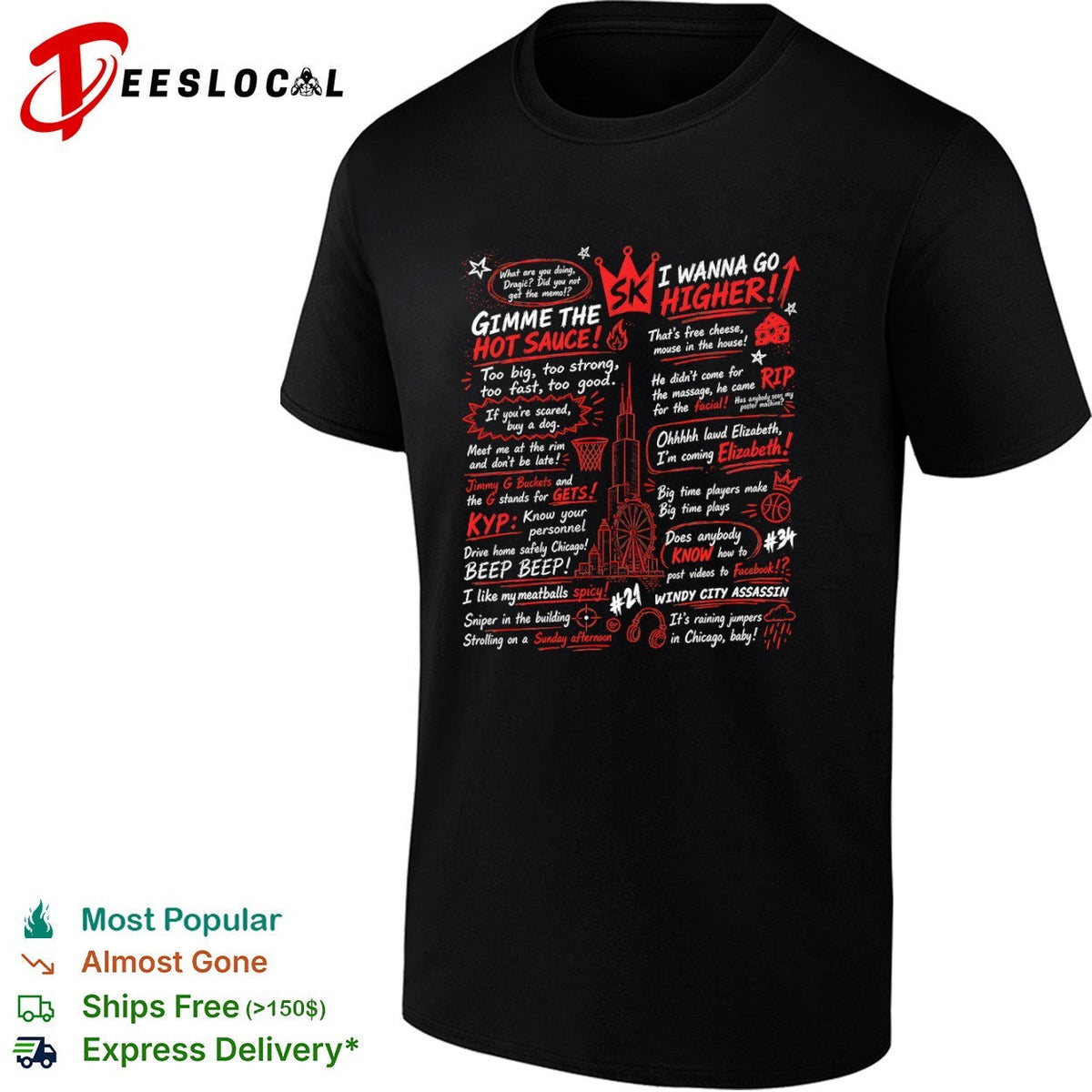 Stacey King Chicago Bulls Gimme The Hot Sauce I Wanna Go Higher shirt Unisex